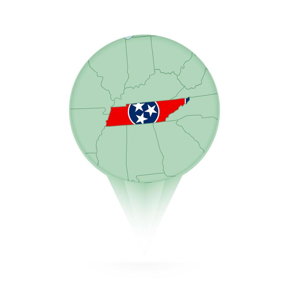 Tennessee map, stylish location icon with Tennessee map and flag. vector