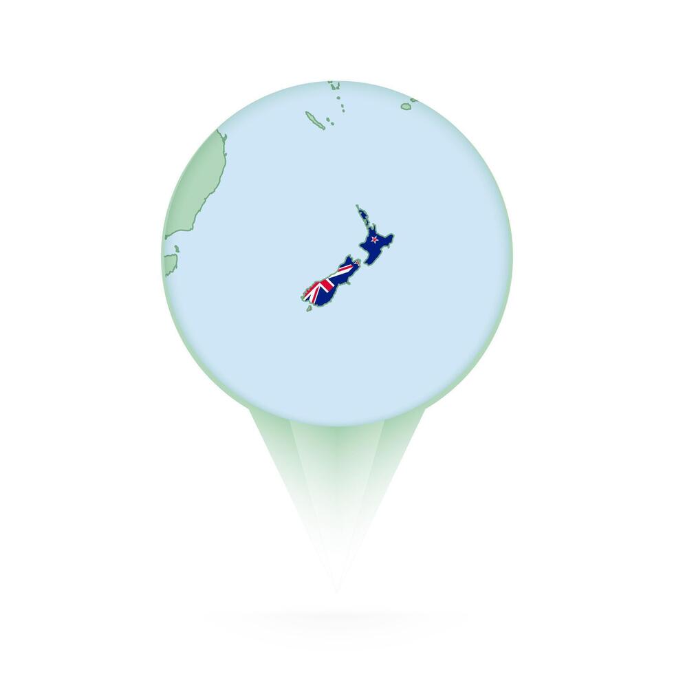 New Zealand map, stylish location icon with New Zealand map and flag. vector