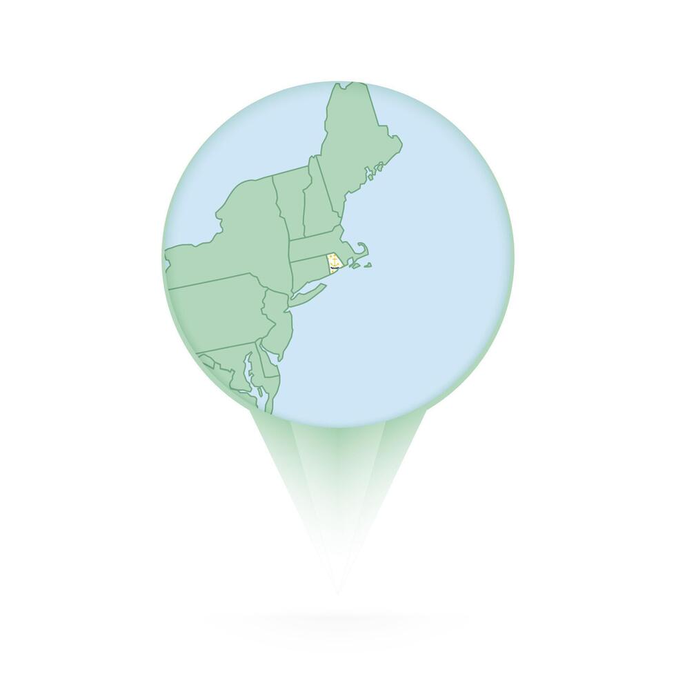 Rhode Island map, stylish location icon with Rhode Island map and flag. vector