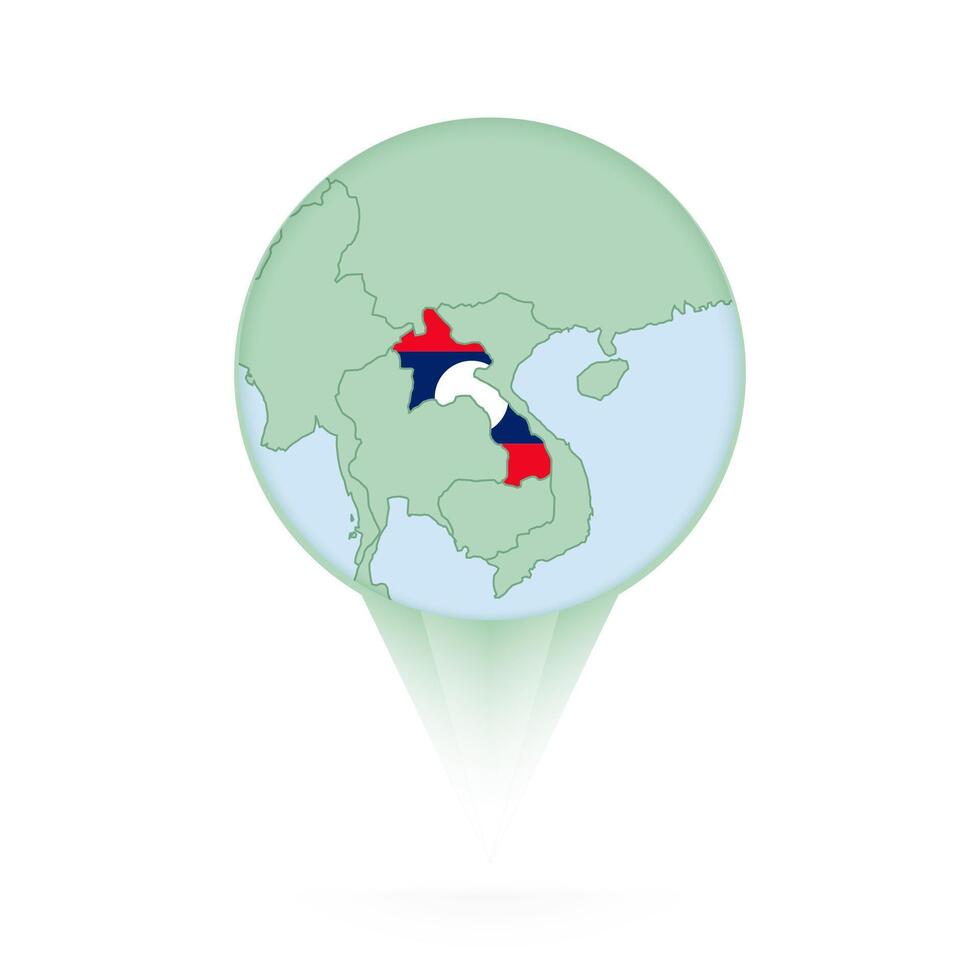 Laos map, stylish location icon with Laos map and flag. vector