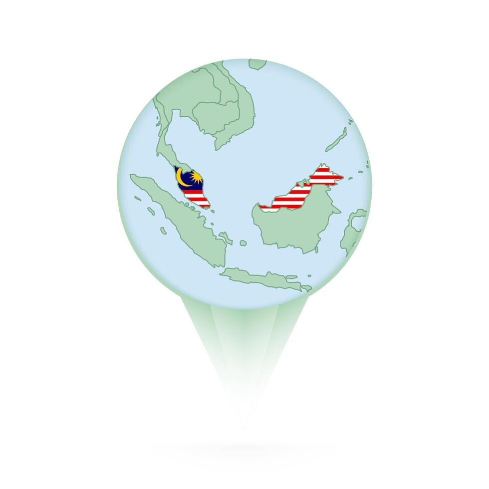 Malaysia map, stylish location icon with Malaysia map and flag. vector