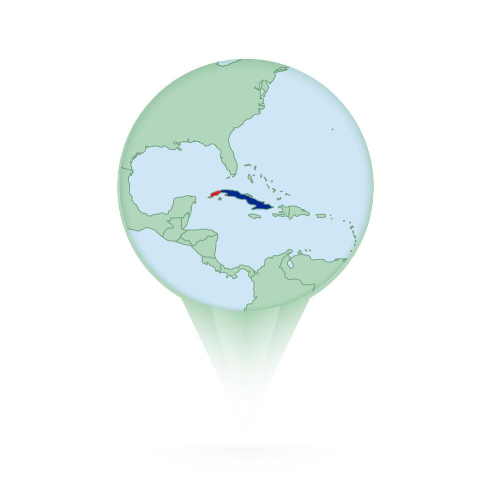 Cuba map, stylish location icon with Cuba map and flag. vector