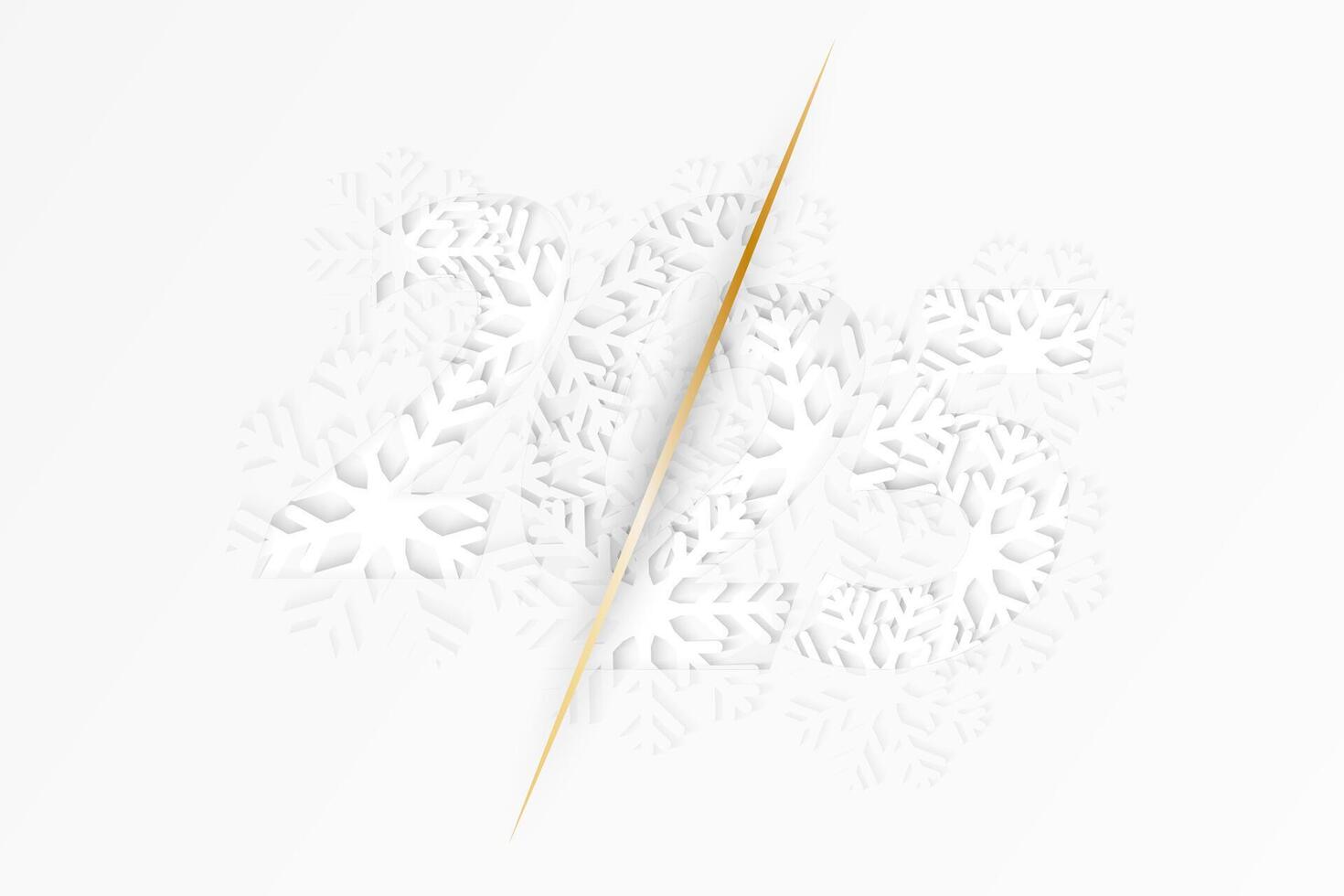 Year 2025 white abstract design with snowflakes for New Year design. vector