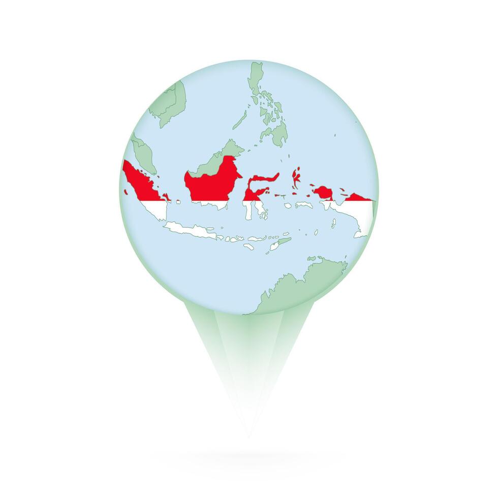 Indonesia map, stylish location icon with Indonesia map and flag. vector
