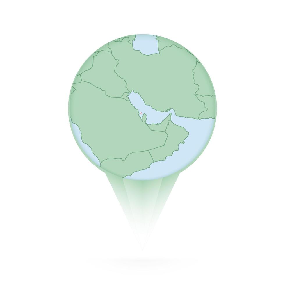 Bahrain map, stylish location icon with Bahrain map and flag. vector