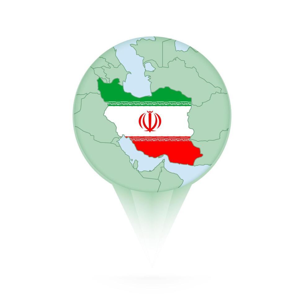 Iran map, stylish location icon with Iran map and flag. vector