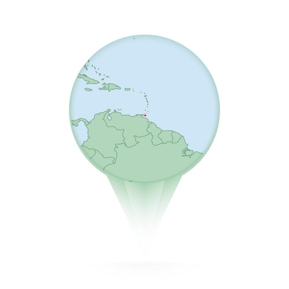 Trinidad and Tobago map, stylish location icon with Trinidad and Tobago map and flag. vector