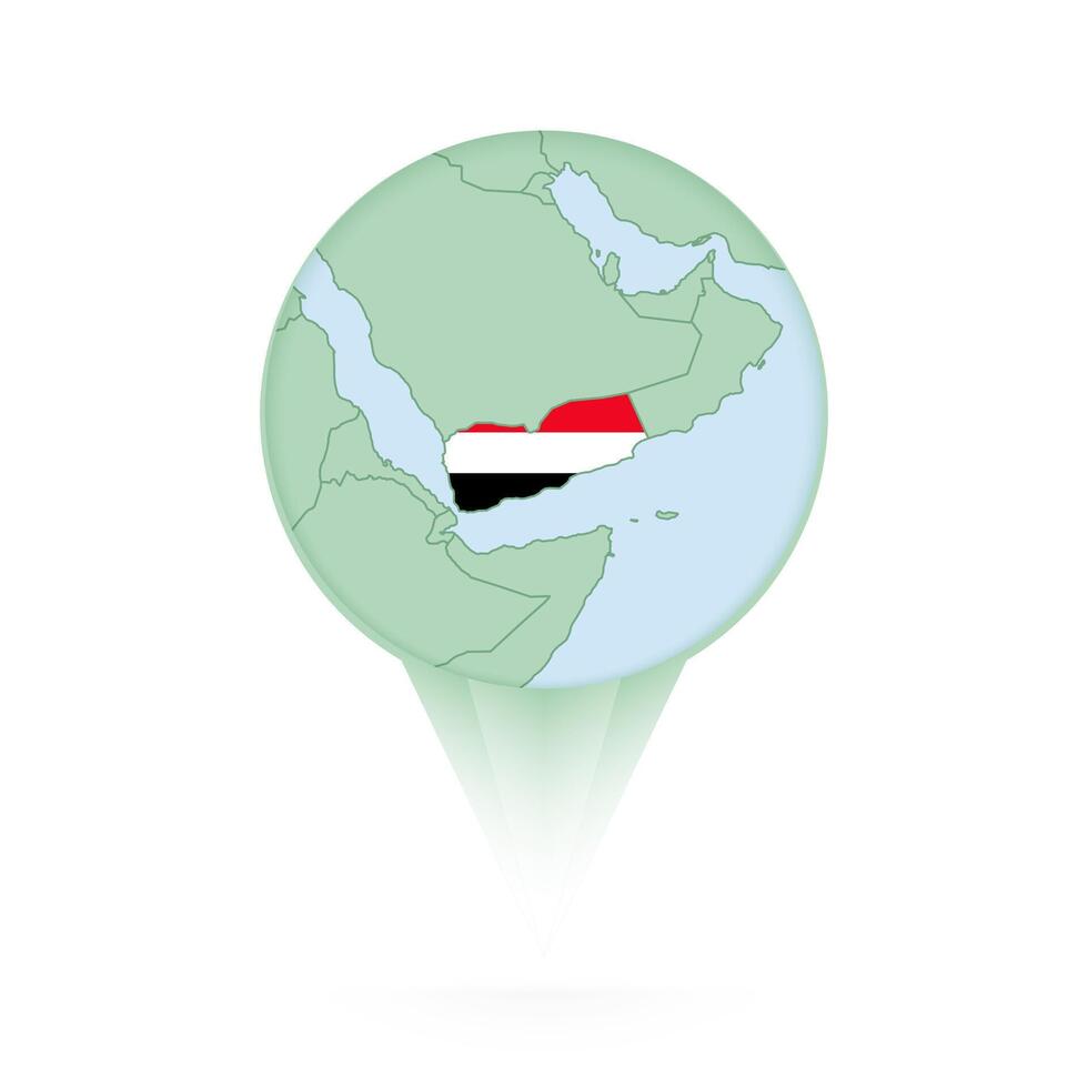 Yemen map, stylish location icon with Yemen map and flag. vector