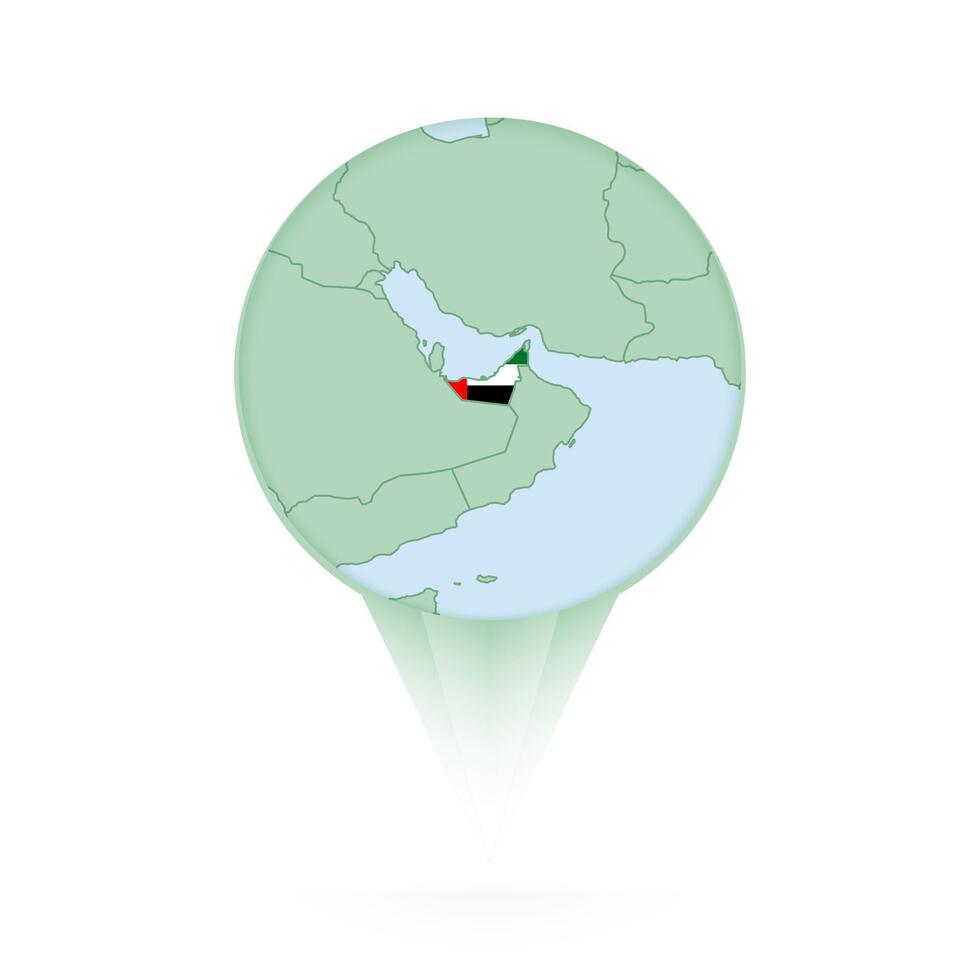 United Arab Emirates map, stylish location icon with United Arab Emirates map and flag. vector