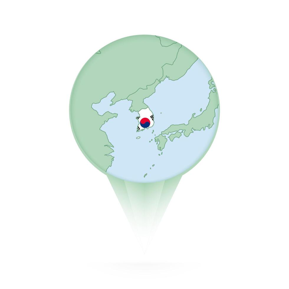 South Korea map, stylish location icon with South Korea map and flag. vector