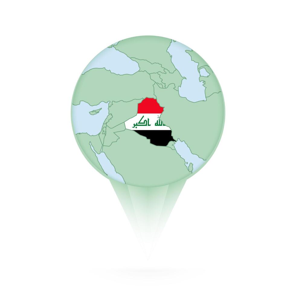 Iraq map, stylish location icon with Iraq map and flag. vector
