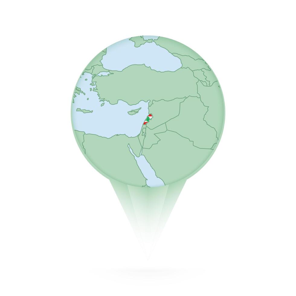 Lebanon map, stylish location icon with Lebanon map and flag. vector