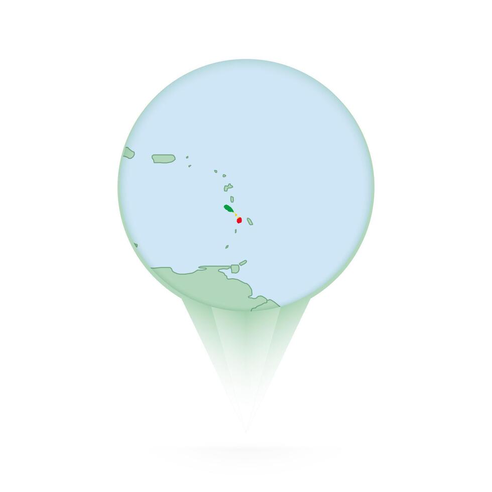Saint Kitts and Nevis map, stylish location icon with Saint Kitts and Nevis map and flag. vector