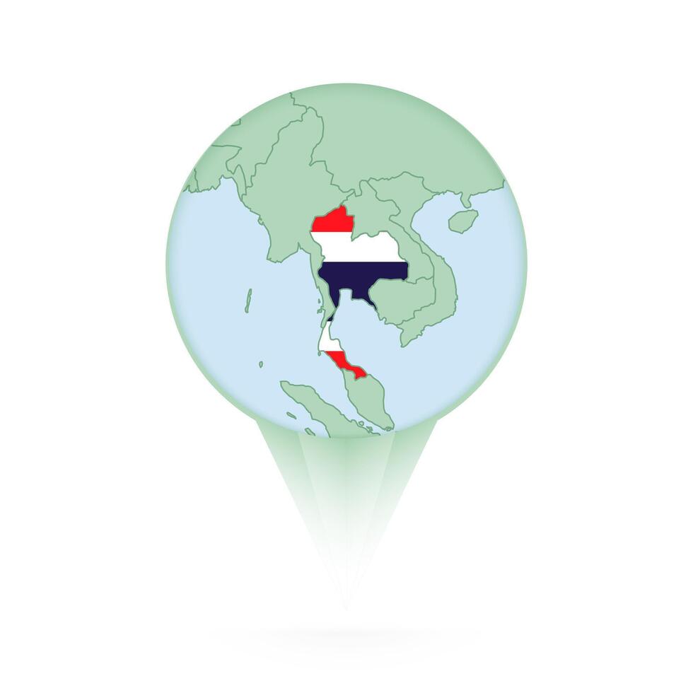 Thailand map, stylish location icon with Thailand map and flag. vector