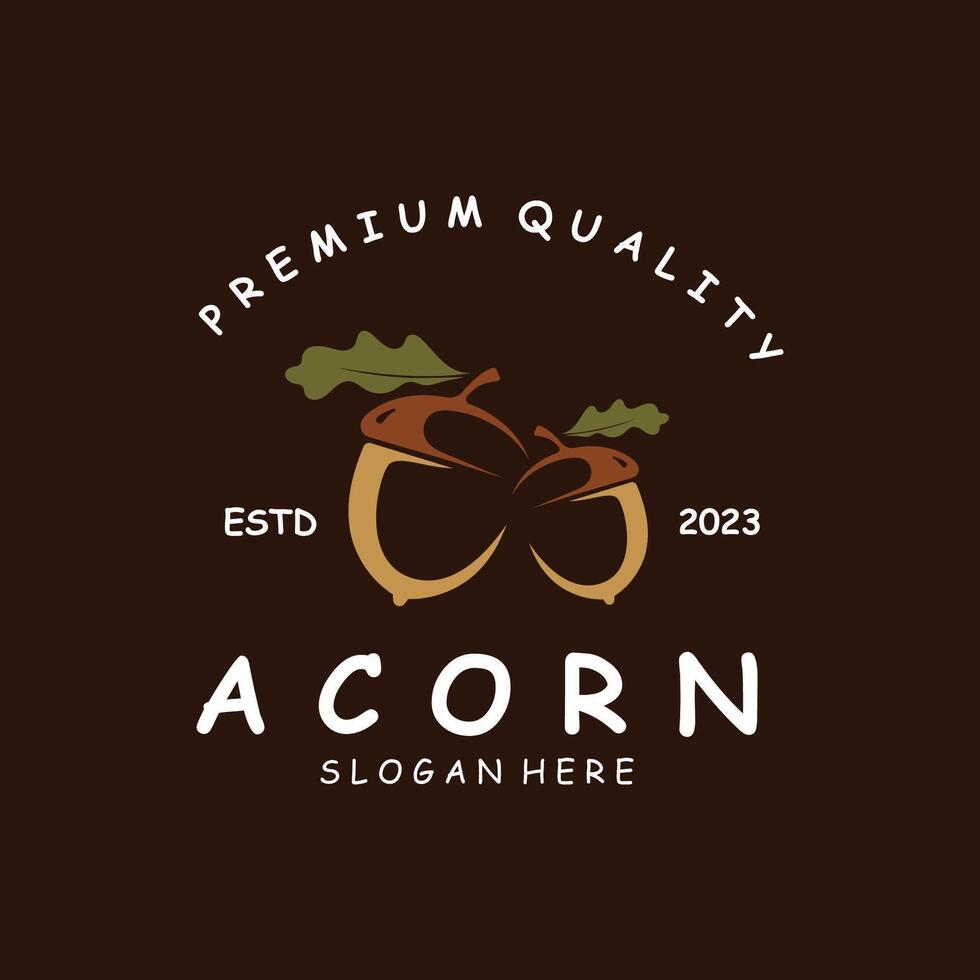 Acorn Logo Template with Leaves vector