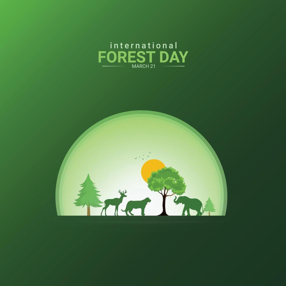 illustration of International Day of Forest with green tree vector