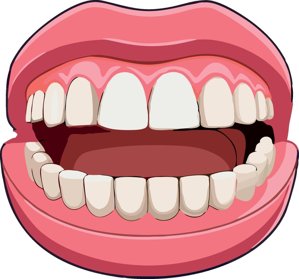 A cartoon mouth with teeth missing vector