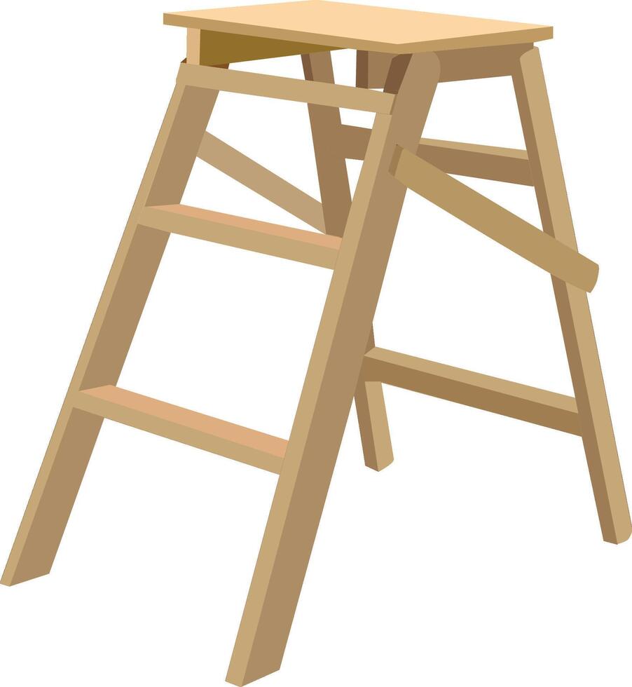 A wooden step ladder on a white background vector