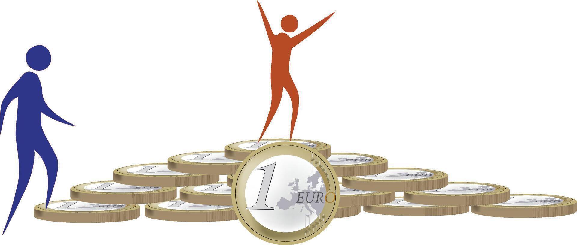A man standing on top of a pile of coins vector
