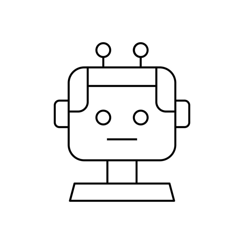 Robot line icon design. Robot with face and stand line design vector