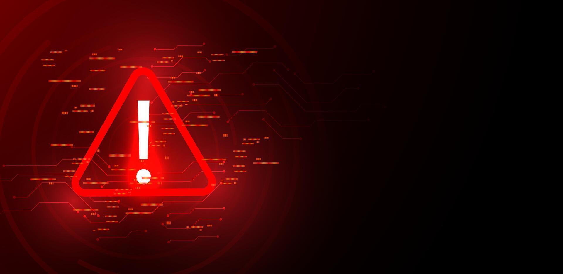 Hacking concept. Attention warning attacker alert sign red background vector
