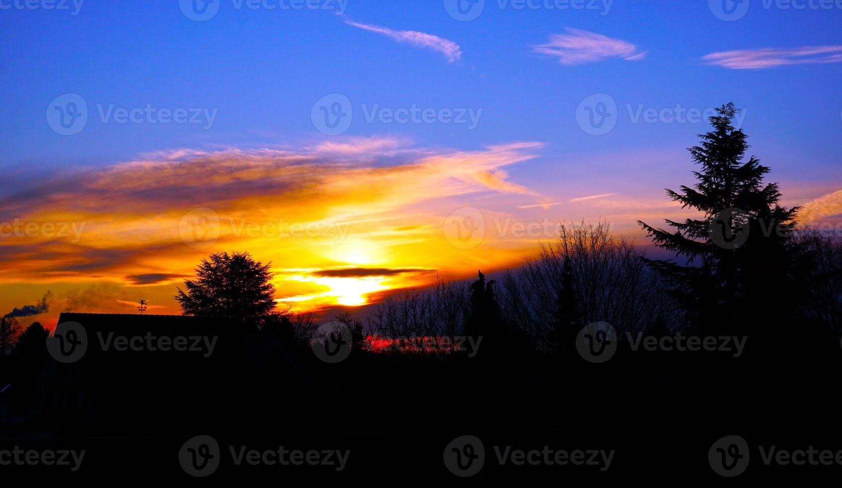 beautiful sunrise in a cold morning photo