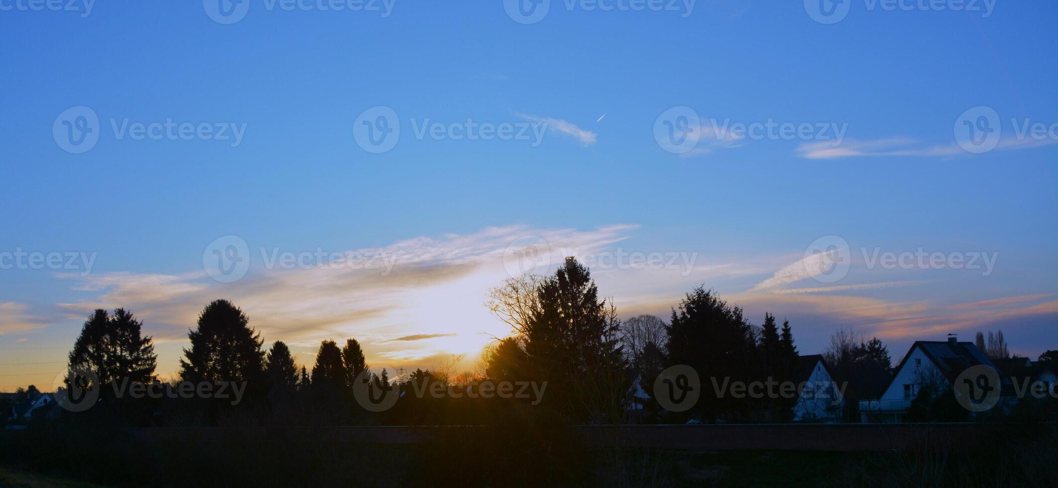 beautiful sunrise in a cold morning photo