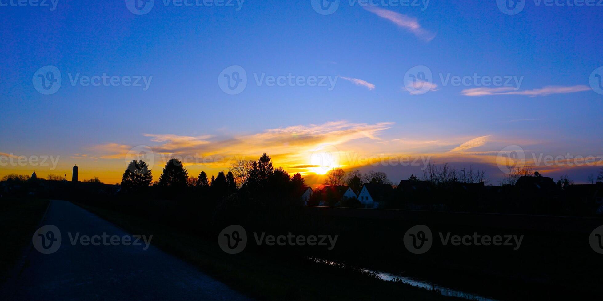 beautiful sunrise in a cold morning photo