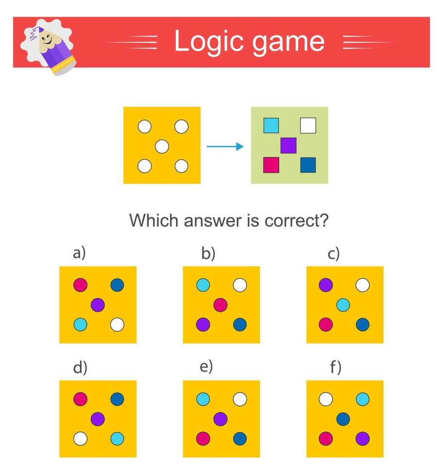 Logic game. Which toIQ training test. Printable worksheet. Answer is E. vector