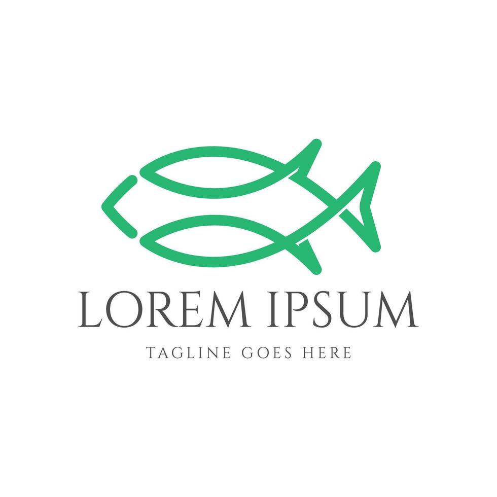 Simple Minimalist Fish Line Monogram Symbol Icon Logo Design vector
