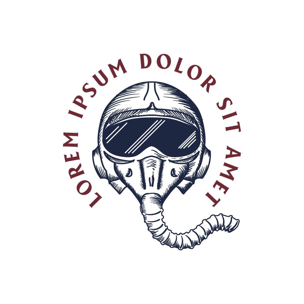 Vintage Retro Jet Fighter Pilot Aviator Sun Glasses Helmet Illustration Logo Design vector
