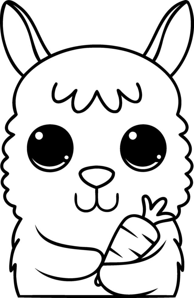 Cute llama illustration with fluffy body and big eyes, perfect for kids vector