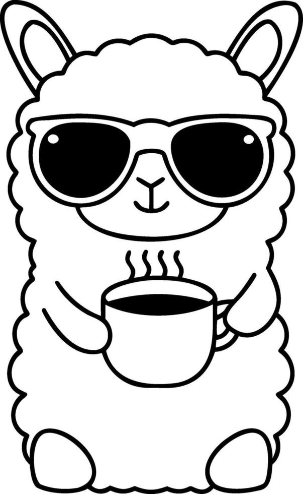 Cute llama reading book with glasses, showcasing playful and whimsical vibe vector
