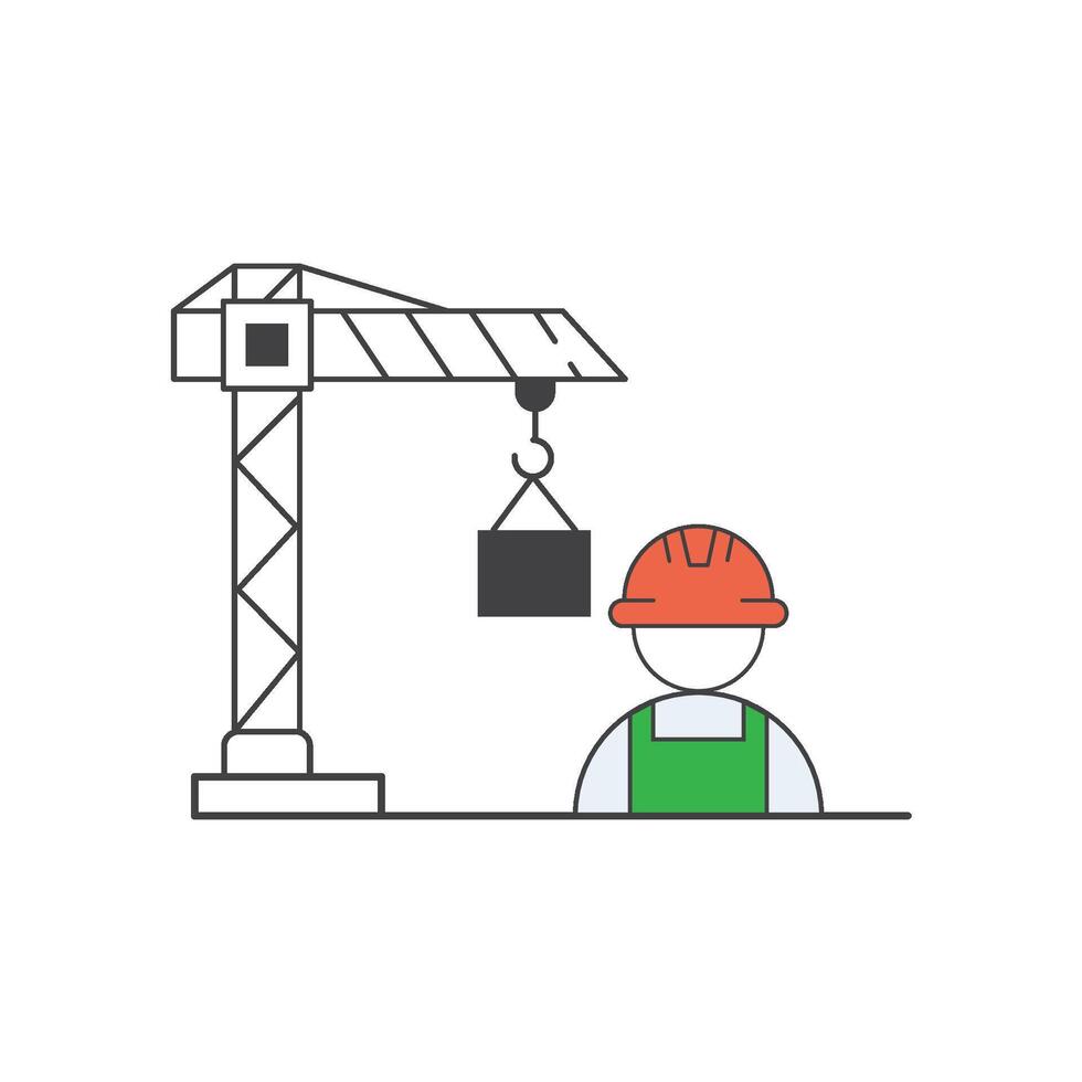 A construction worker and crane vector