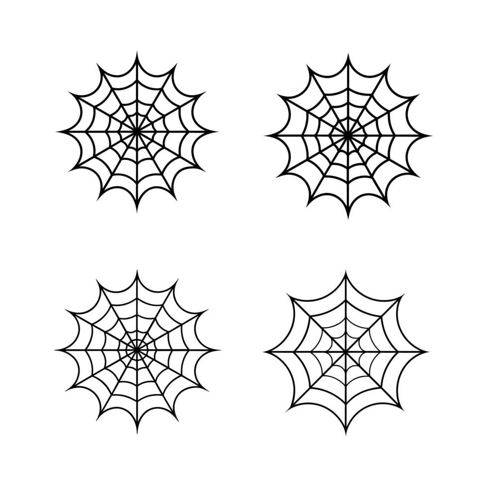 A Set Spider Web Line Art Illustration vector