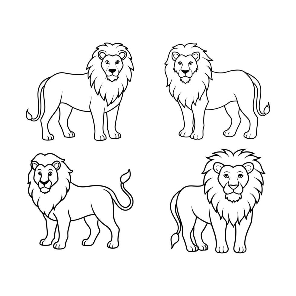 African Lion Line Art Illustration vector
