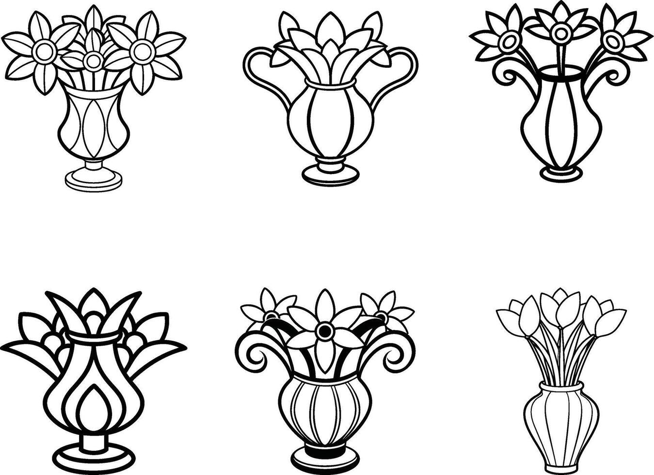 A Vase With Flower Line Art Illustration vector