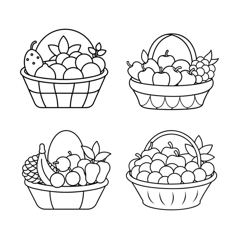 Fresh Fruit Line Art Illustration vector