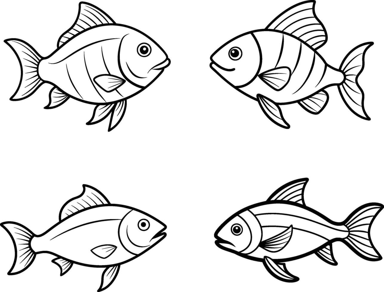 Fishes Line Art Illustration vector