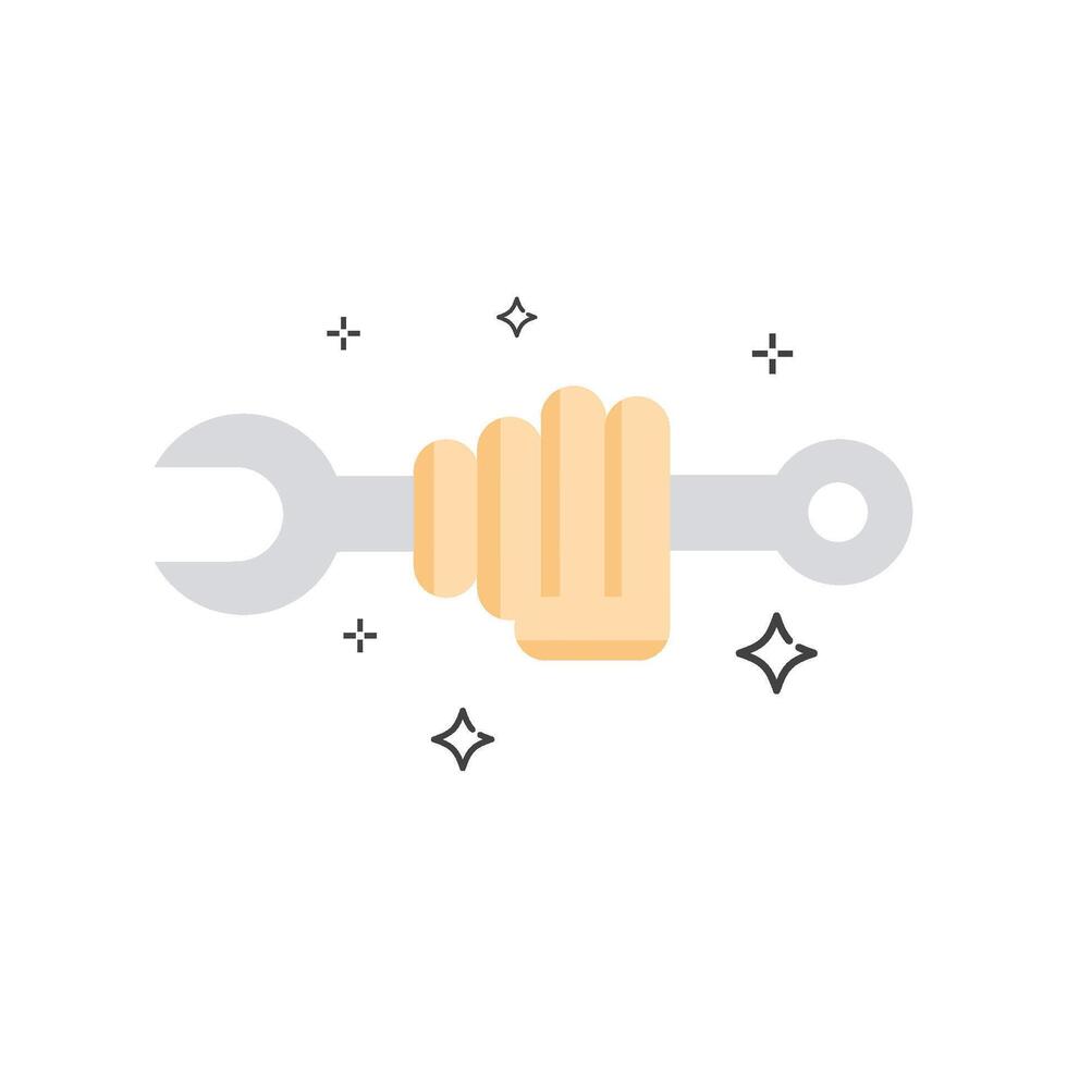 Hand holding a wrench vector