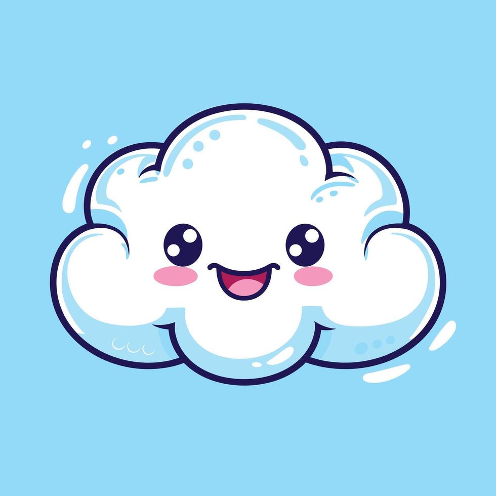 A cartoon cloud with a smile on it vector
