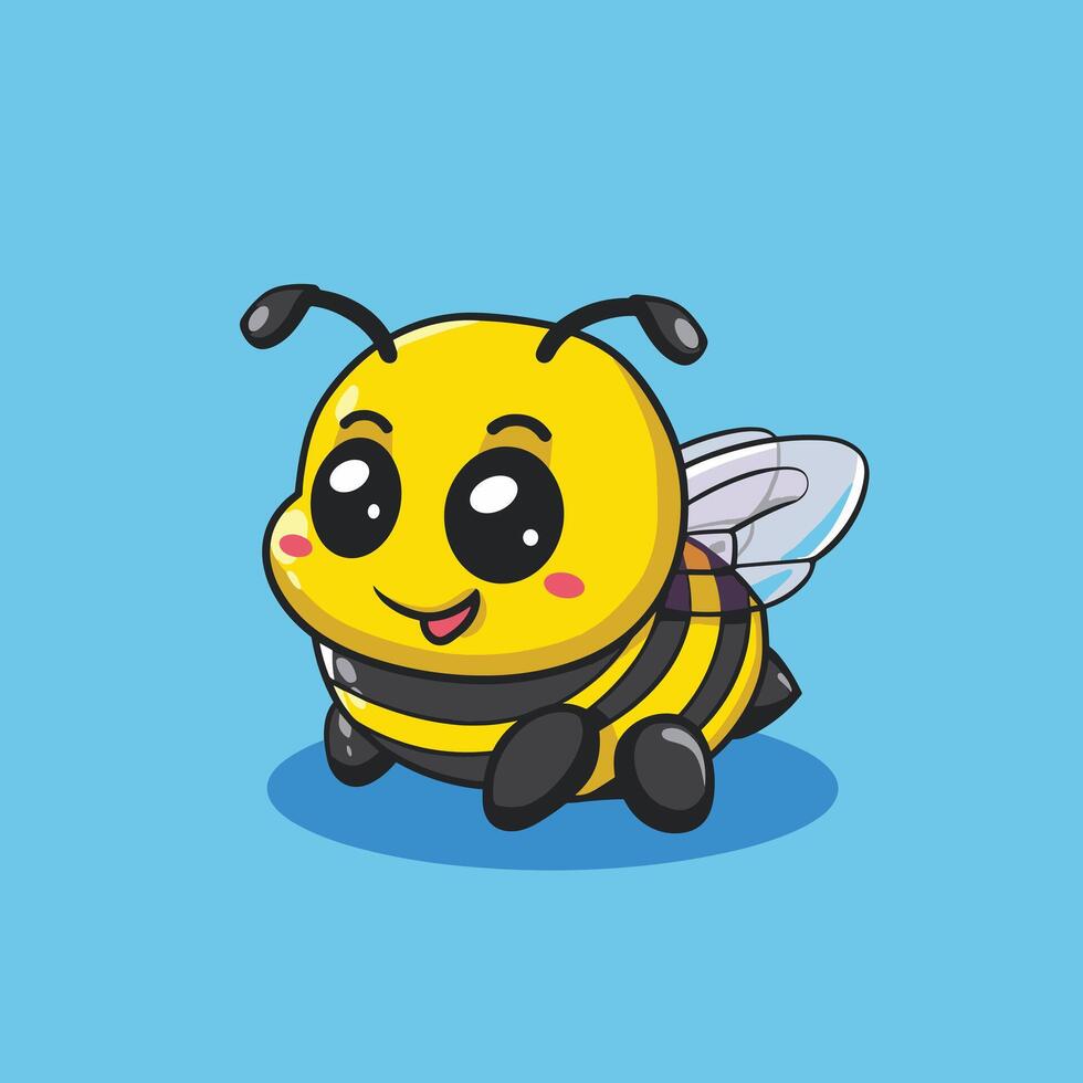 Cute cartoon bee with big eyes and a smile vector