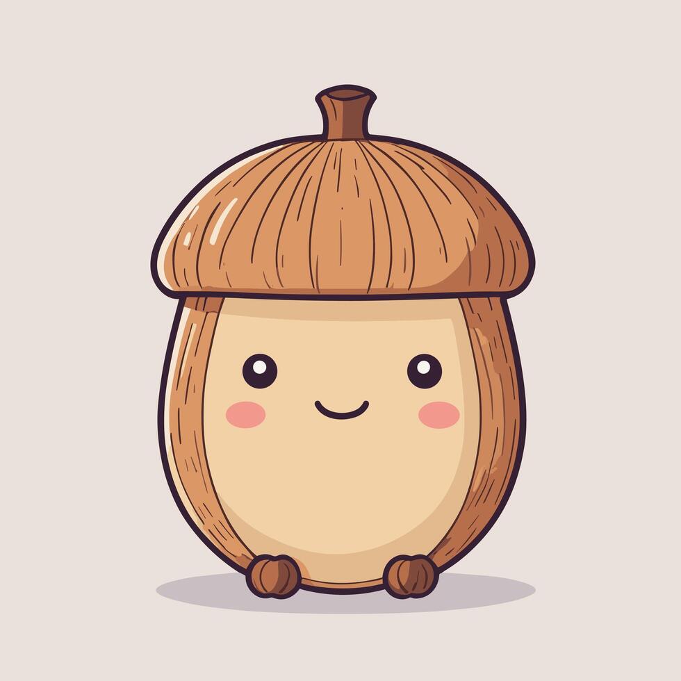 Cute kawaii acorn illustration vector