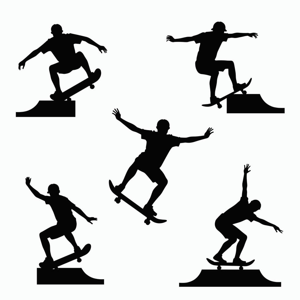 Skateboarder silhouettes illustration vector