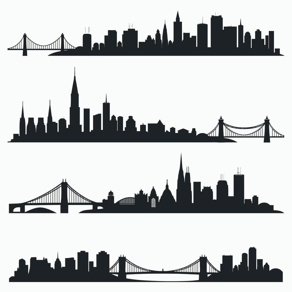 New york city skyline silhouettes set vector