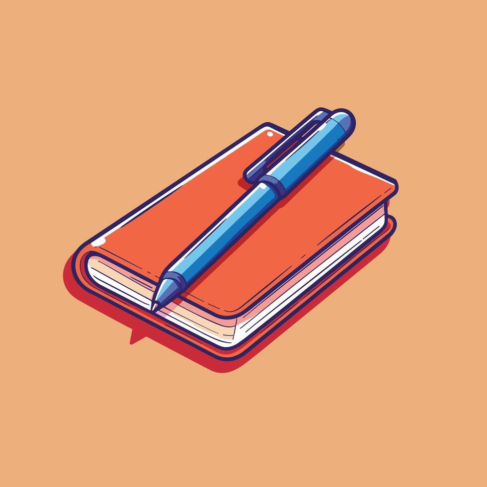 A notebook with a pen on top of it vector