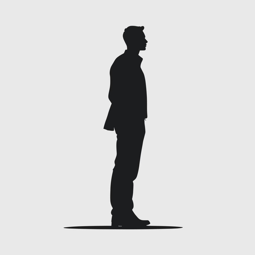 Silhouette of a man standing in front of a white background vector