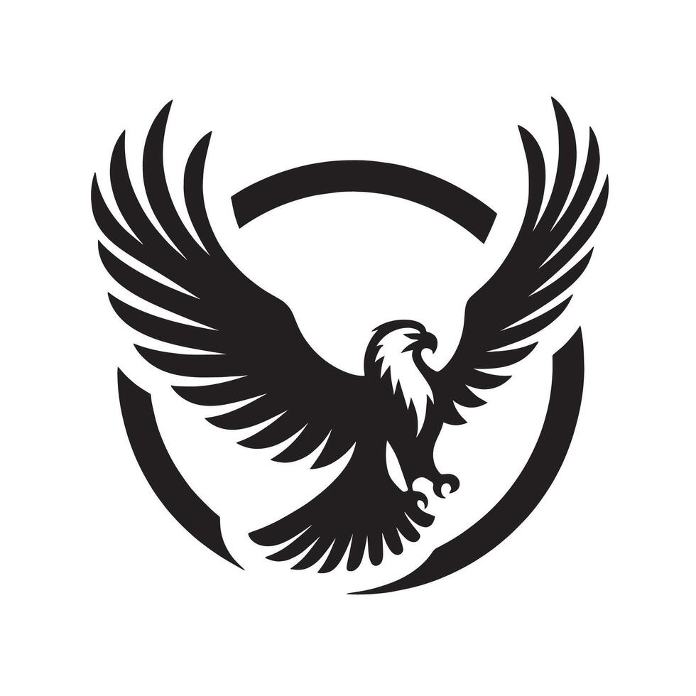 silhouette eagle in the circle vector