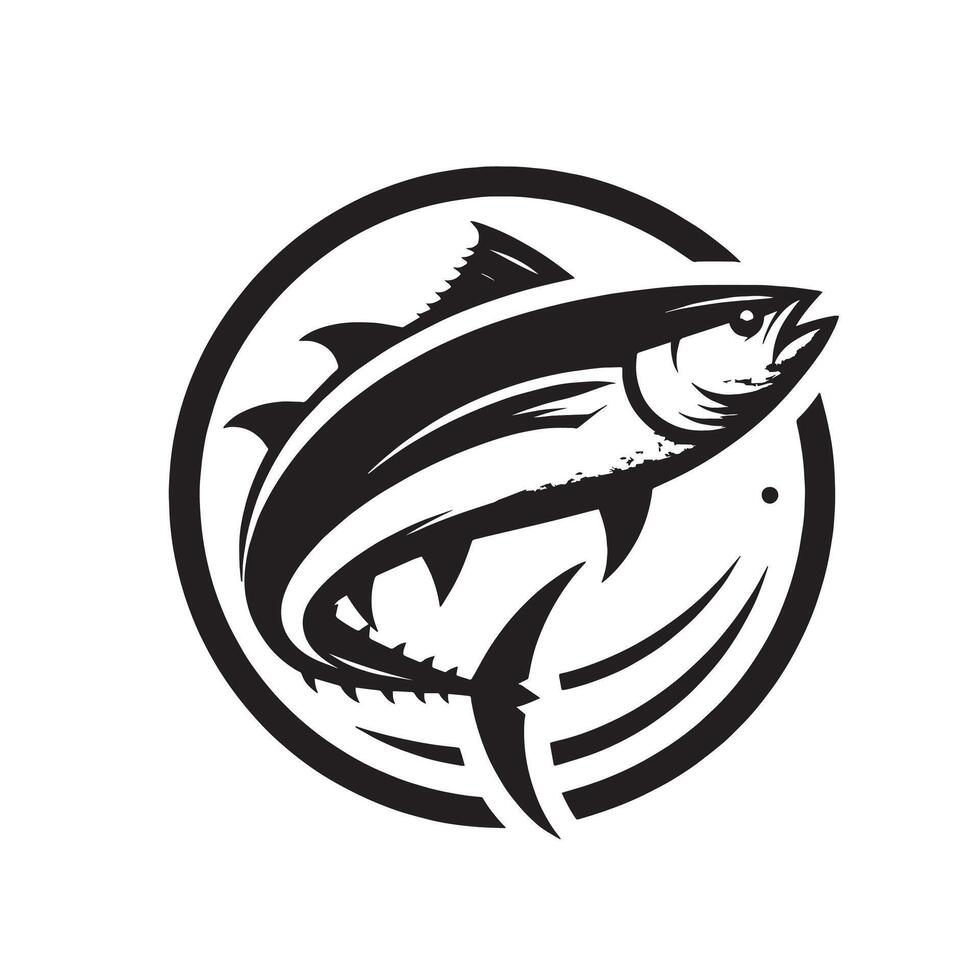 silhouette fish of tuna in the sea vector