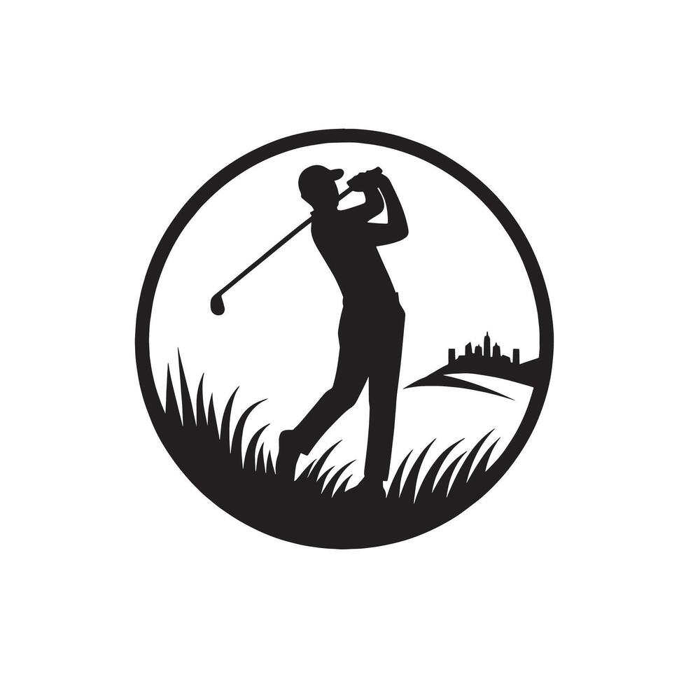silhouette golfer playing golf on the field vector
